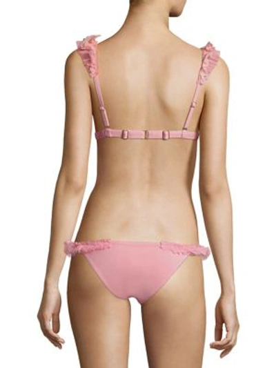 Shop Moré Noir Silky Wings Triangle Bikini Top In Pink
