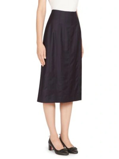 Shop Thom Browne Lace-up Twill Pencil Skirt In Navy