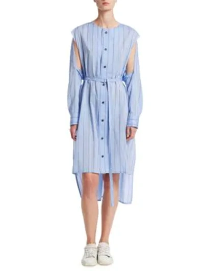 Shop Nocturne &epar;22 Draped Button-front Dress In Light Blue