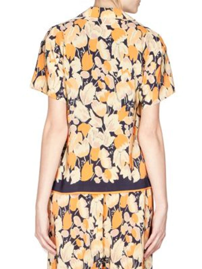 Shop Dries Van Noten Floral Silk Pajama Shirt In Orange