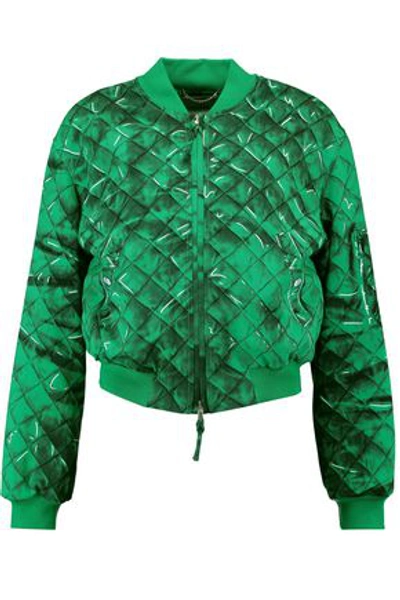 Shop Moschino Woman Printed Crepe Bomber Jacket Green