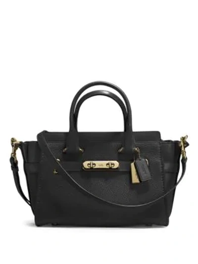 Shop Coach Swagger Leather Satchel In Black