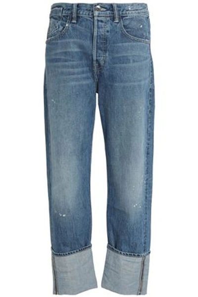 Shop Helmut Lang Woman Faded Mid-rise Straight-leg Jeans Mid Denim