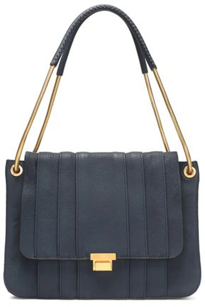 Shop Anya Hindmarch Woman Textured-leather Shoulder Bag Navy