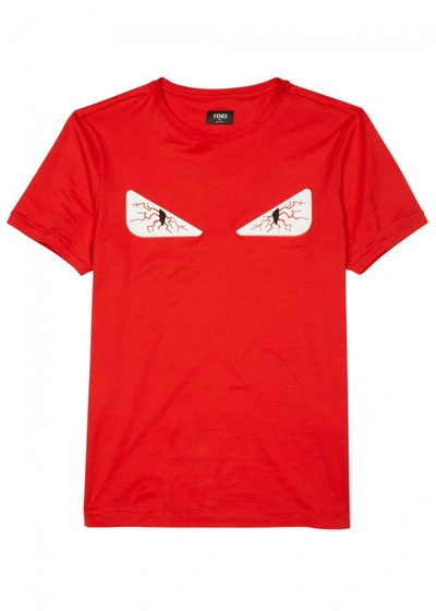ledningsfri Teknologi Tæmme Fendi Monster Tired Eyes Cotton T-shirt In Red | ModeSens