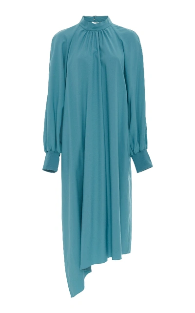 Shop Tibi Buckle Asymmetrical Dress In Blue