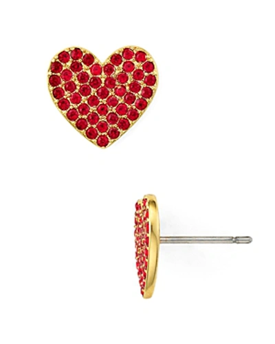 Shop Kate Spade New York Pave Heart Stud Earrings In Red