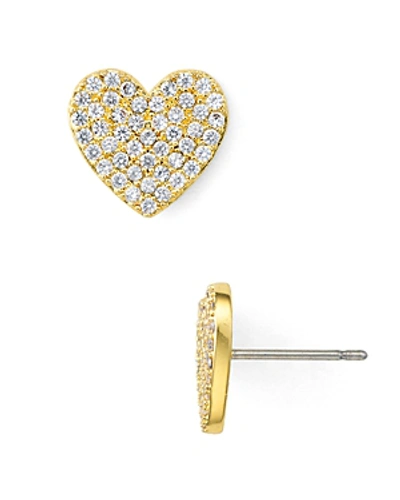 Shop Kate Spade New York Pave Heart Stud Earrings In Clear/gold