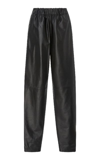 Shop Tibi Leather Pull On Pant In Black