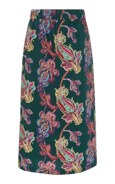 Shop Tibi Floral Pull On Midi Skirt In Multi