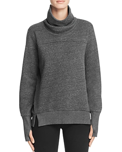 Shop Alo Yoga Haze Turtleneck Sweatshirt In Charcoal Heather