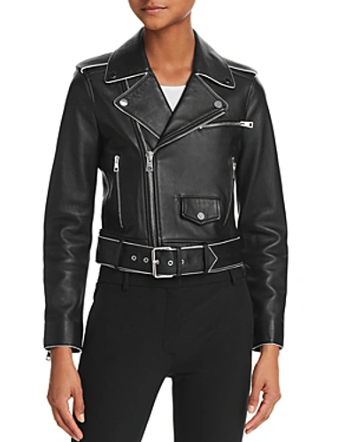 Shop Theory Shrunken Leather Moto Jacket In Black