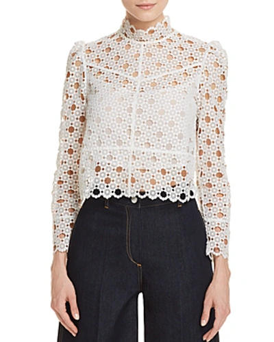 Shop Sandro Coralisse Eyelet-lace Top In Ecru