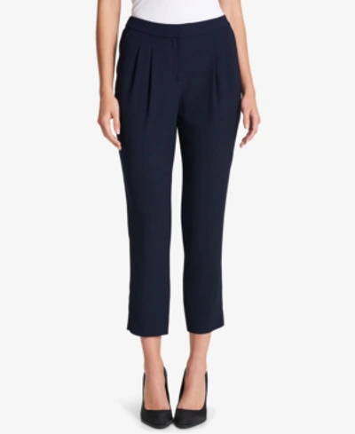 Shop Dkny Pleated Crepe Pants In Heritage Navy