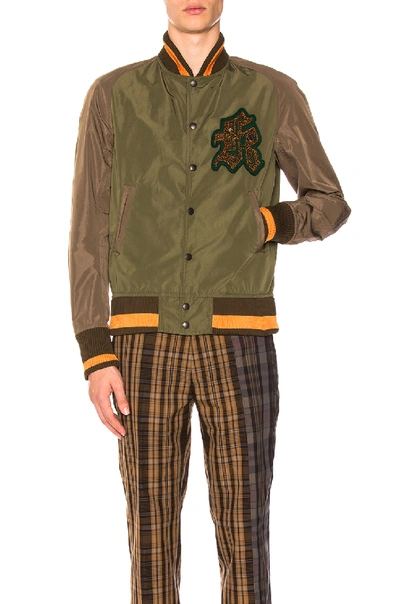Shop Kolor Varsity Jacket In Brown,green,stripes