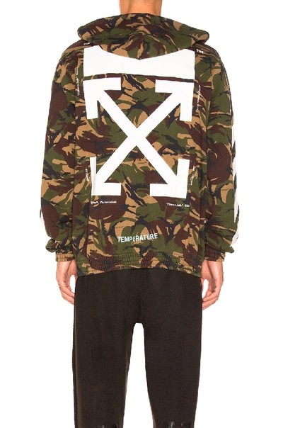 Shop Off-white Zipped Hoodie In Green,abstract