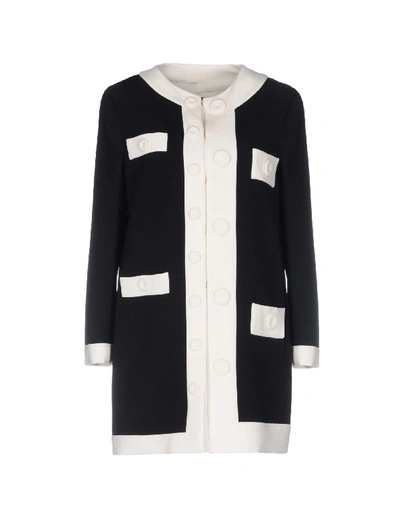 Shop Boutique Moschino Overcoats In Black