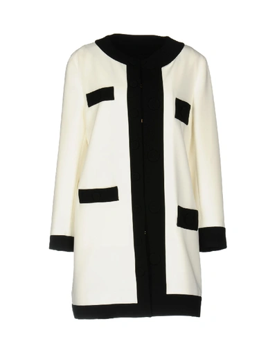 Shop Boutique Moschino Overcoats In Ivory
