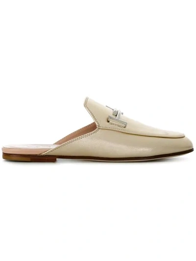 Tod's Double T Mules In Metallic