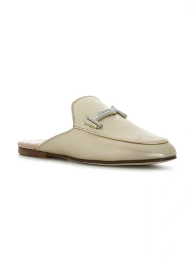 Tod's Double T Mules In Metallic