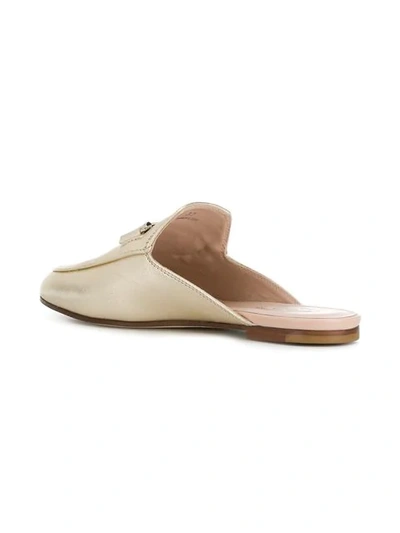 Tod's Double T Mules In Metallic