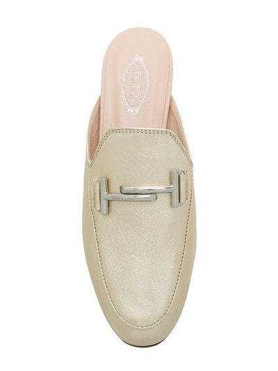 Tod's Double T Mules In Metallic