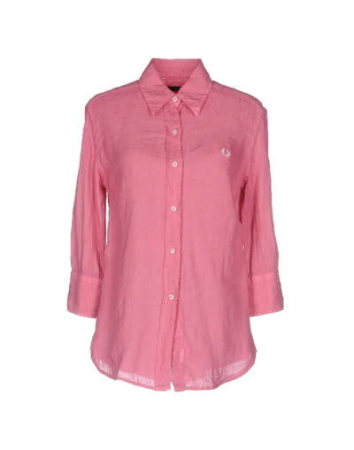 Shop Fred Perry Linen Shirt In Pastel Pink