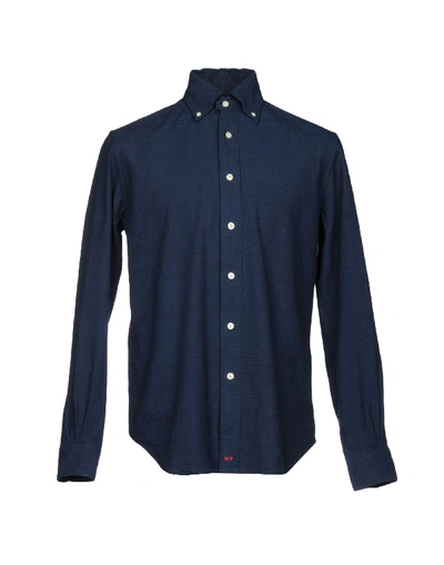 Shop Mp Massimo Piombo Linen Shirt In Dark Blue