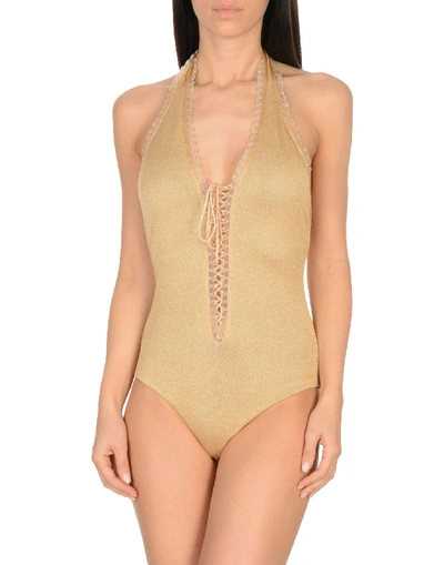 Shop Missoni One-piece Swimsuits In Sand