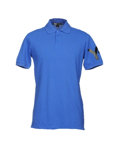 Shop Y-3 Polo Shirts In Bright Blue