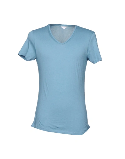Shop Orlebar Brown T-shirt In Pastel Blue
