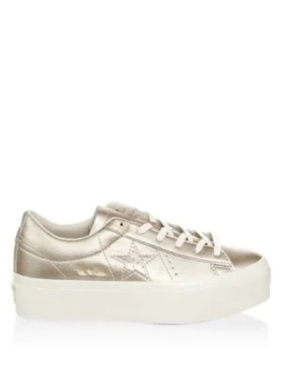 Shop Converse Low-top Platform Leather Sneakers In Light Gold