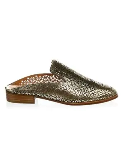 Shop Robert Clergerie Asier Metallic Leather Mules In Platinum