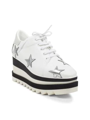 white platform wedge sneakers