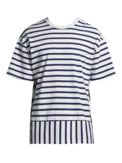 Shop Public School Daryl Striped T-shirt In Blue Stripe