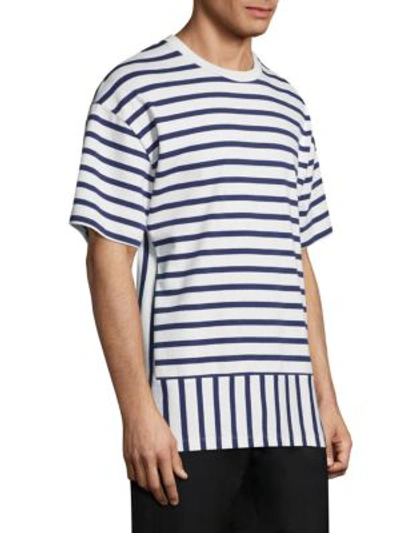 Shop Public School Daryl Striped T-shirt In Blue Stripe