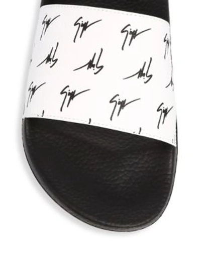 Shop Giuseppe Zanotti Colorblock Leather Slides In White Black