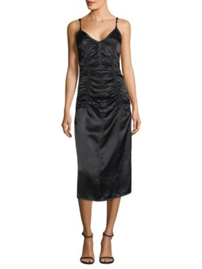 Shop Helmut Lang Ruched Slip Dress In Black