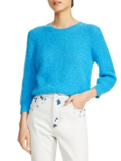 Shop Maje Crop Knit Sweater In Blue