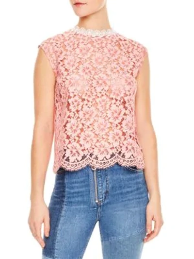 Shop Sandro Tally Lace Top In Pink