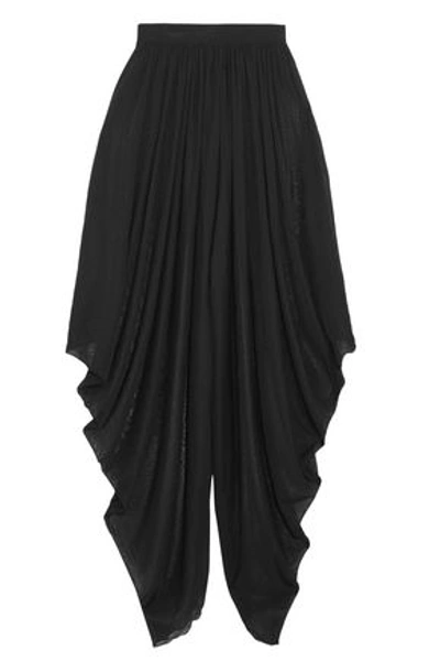 Shop Balmain Woman Draped Knitted Wide-leg Pants Black