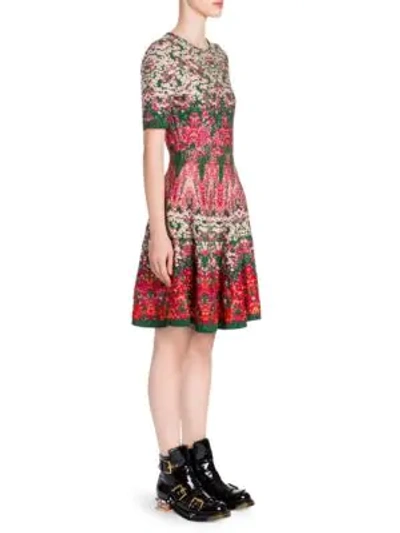 Shop Alexander Mcqueen Floral Fit-and-flare Dress In Multi