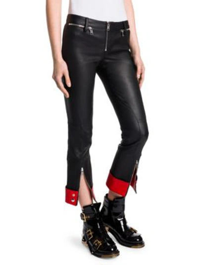 Shop Alexander Mcqueen Leather Pants In Black