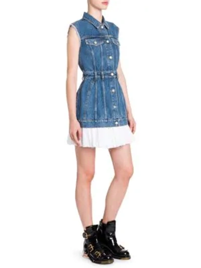 Shop Alexander Mcqueen Sleeveless Denim Mini Dress In Blue