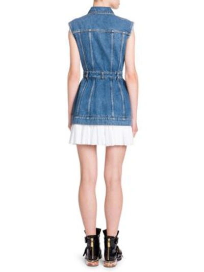 Shop Alexander Mcqueen Sleeveless Denim Mini Dress In Blue