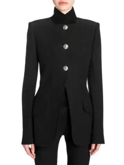 Shop Alexander Mcqueen Bombe Wool Jacket In Black