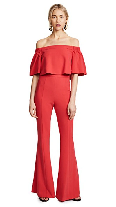 Shop Black Halo Hadid Two Piece Jumpsuit In Chic Red