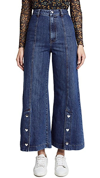 Shop Vivetta Egeone Trousers In Blue Denim