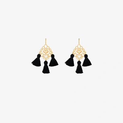Shop Marte Frisnes Rita Tassel Earrings In Black