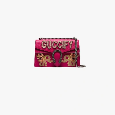 Shop Gucci Pink Fy Dionysus Small Shoulder Bag In Pink/purple